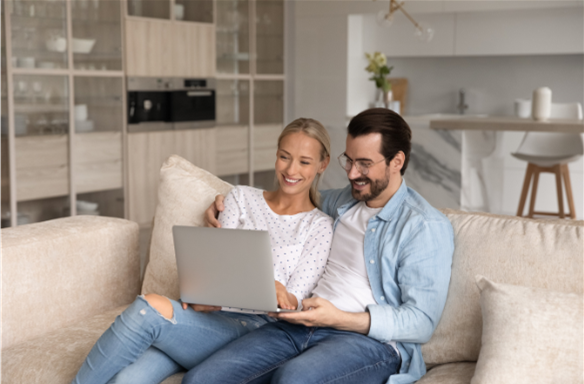 Couple embracing, discussing life insurance